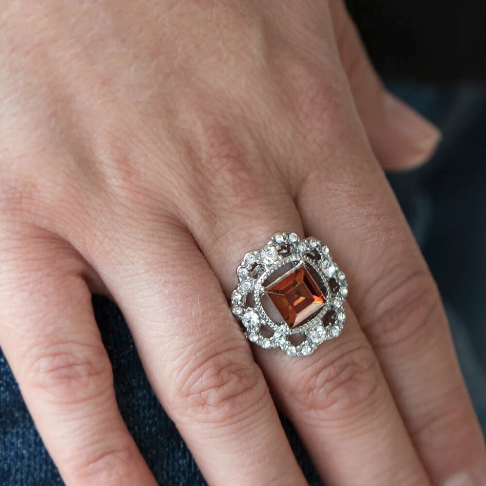 Paparazzi Jewelry Accessories - Candid Charisma - Brown Ring - Vintage